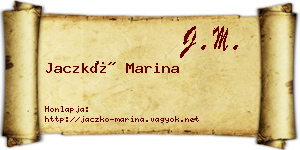 Jaczkó Marina névjegykártya